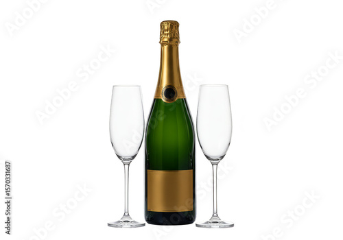 Wallpaper Mural Isolated Champagne Bottle and Glasses Sparkling Drink for Celebration PNG Torontodigital.ca