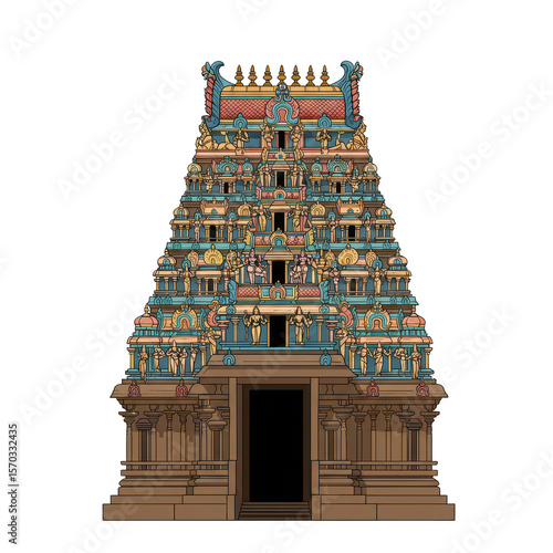Indian Temple Architecture Detailed Illustration Culture Religion