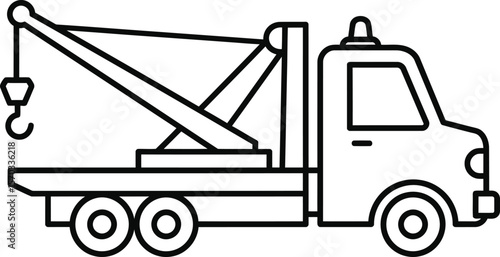 A simple line drawing of a tow truck, ready for roadside assistance.