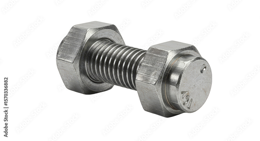 Isolated Detailed Silver Metal Bolt and Nut Hardware Equipment Isolated Detailed Silver Metal Bolt and Nut Hardware Equipment