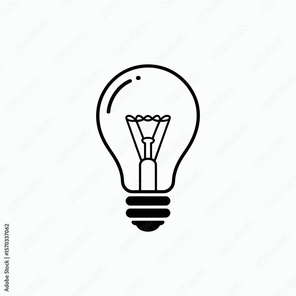 Idea bulb: A simple yet iconic line drawing of an incandescent light bulb, symbolizing a flash of insight, inspiration, or innovation. Idea bulb: A simple yet iconic line drawing of an incandescent light bulb, symbolizing a flash of insight, inspiration, or innovation.