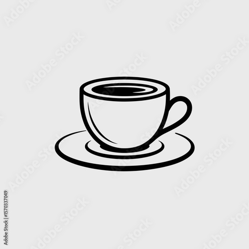 Coffee Cup Silhouette: A simple line drawing of a coffee cup on a saucer, capturing the essence of a warm, comforting beverage.