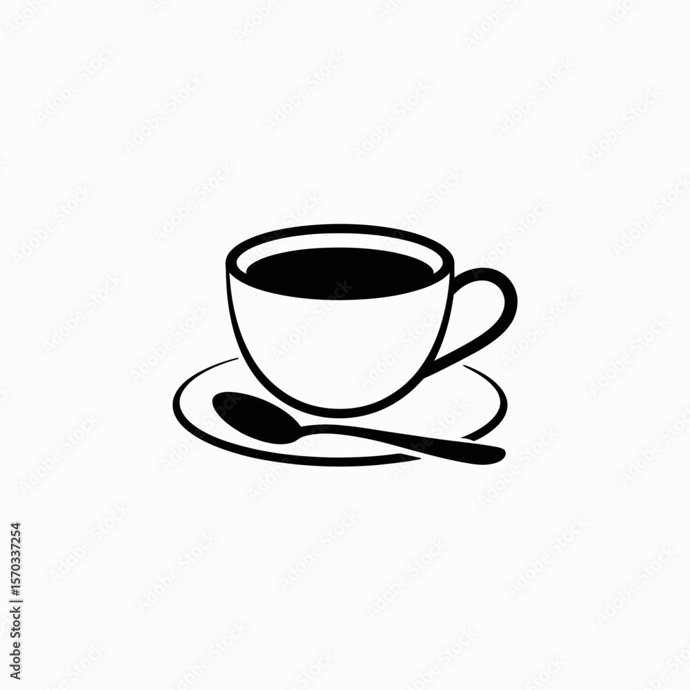 A Cup of Coffee: Simple yet classic, a solitary coffee cup and saucer sit elegantly with a spoon ready for morning joy. A Cup of Coffee: Simple yet classic, a solitary coffee cup and saucer sit elegantly with a spoon ready for morning joy.