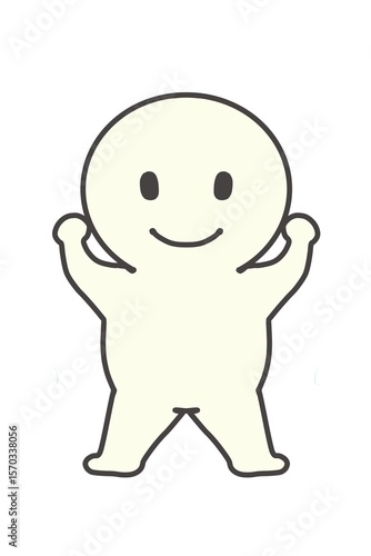 Simple full-length portrait of a person posing with arms raised