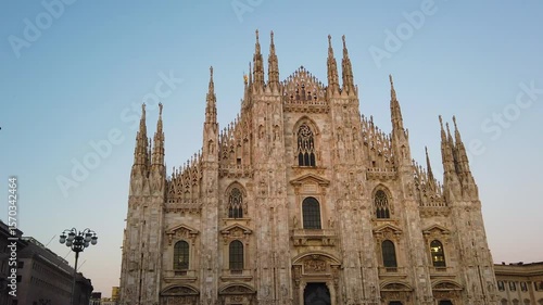 Wallpaper Mural Italian Milano skyline with Duomo famous Cathedral, landmark of famous architecture in summer, panning view Torontodigital.ca