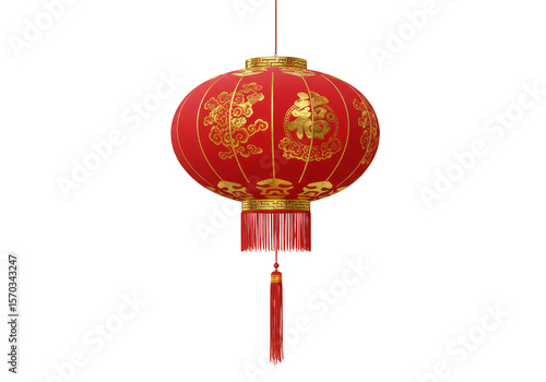Isolated Red Chinese Lantern New Year Celebration Transparent Background