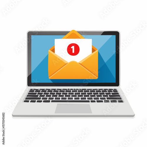 パソコンにメール通知が届いたベクター素材