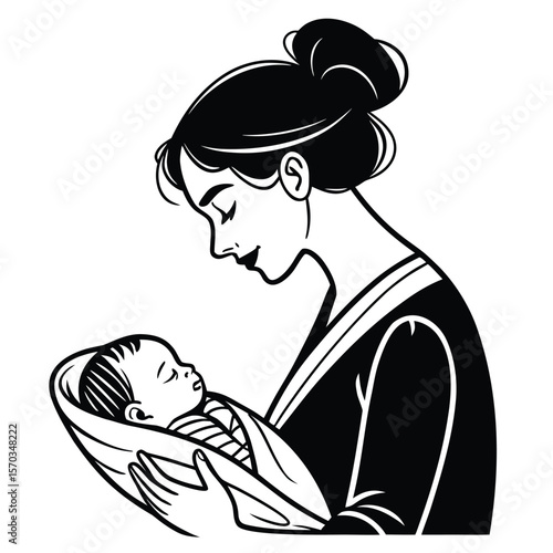 Mother holding sleeping baby love