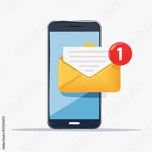 スマホに新着メール通知が届いたベクター素材