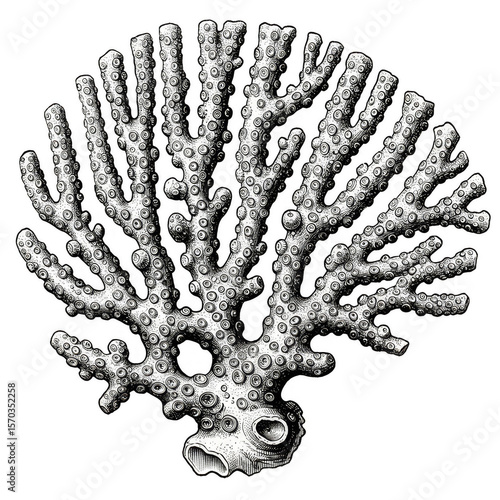 Isolated Vintage Branch Coral Illustration Transparent Background