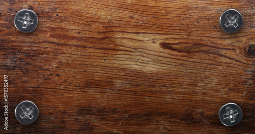 texture of a rustic wooden board, screwed together with screws