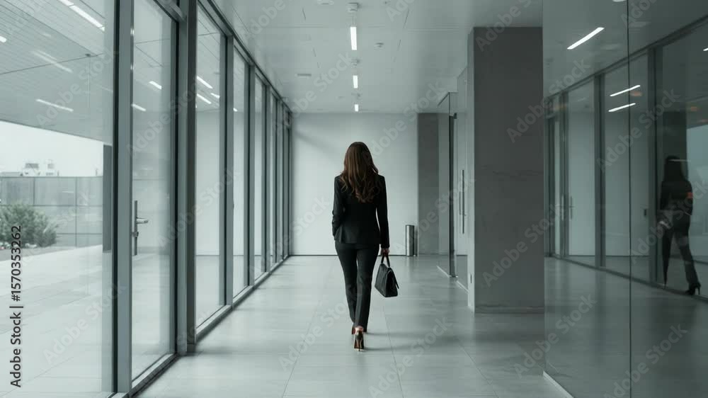 custom made wallpaper toronto digitalA businesswoman walks down a modern hallway