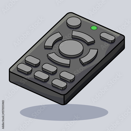 Vector illustration of a remote control with buttons in cartoon style. Perfect for electronics, home devices, smart technology, or entertainment-related visuals.