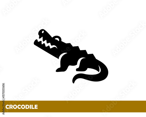 simple crocodile reptile art logo icon symbol design template illustration inspiration