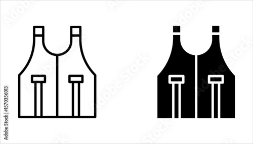 Life vest line icon set, silhouette. Life jacket icons, silhouette, vector.  Safety vest icons, vector illustration on white background.