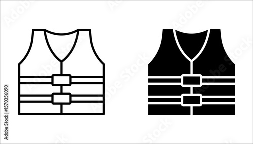 Life vest line icon set, silhouette. Life jacket icons, silhouette, vector.  Safety vest icons, vector illustration on white background.