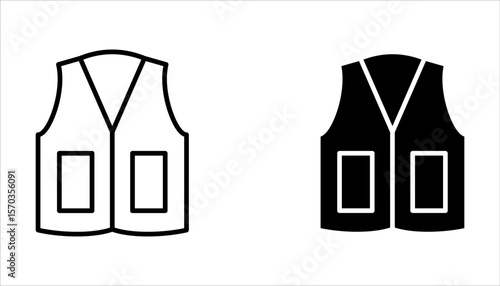 Life vest line icon set, silhouette. Life jacket icons, silhouette, vector.  Safety vest icons, vector illustration on white background.