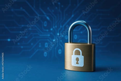 Wallpaper Mural Secure Golden Padlock on Digital Background Representing Cybersecurity and Data Protection in Modern Technology Environment Torontodigital.ca