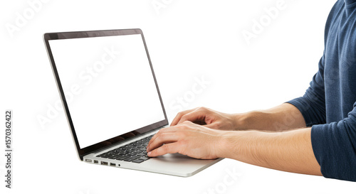 Typing on Laptop Hands on Keyboard Portable Device Transparent