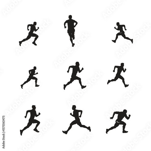 Wallpaper Mural Silhouettes of football players in action playing vector illustration set Torontodigital.ca