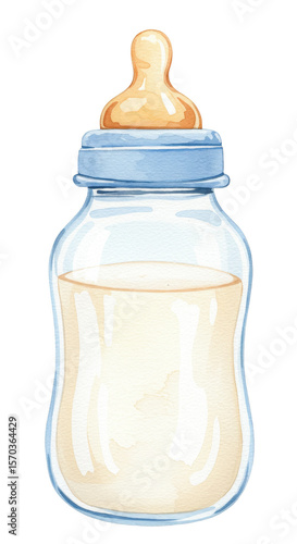 Watercolor Baby Bottle Illustration Milk Drink Nutrition Transparent