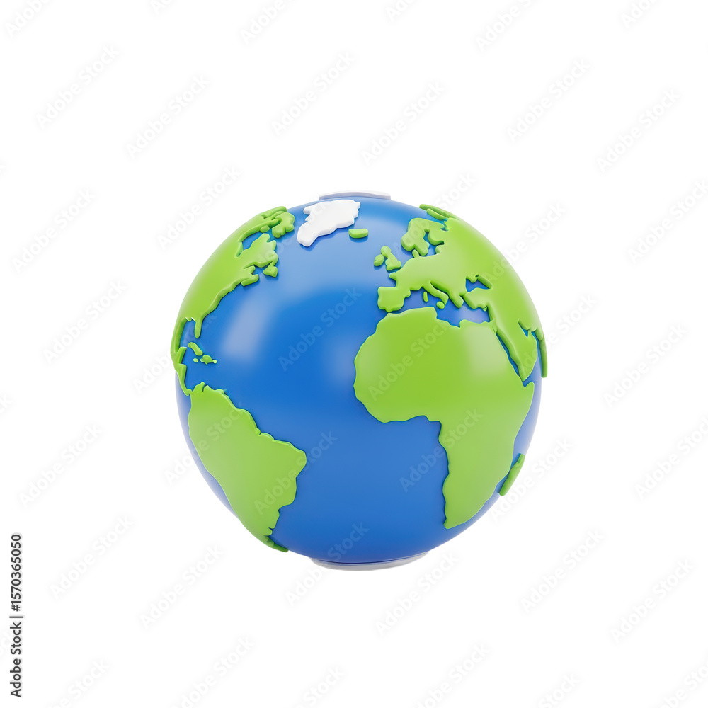 Naklejka premium Colorful Earth Globe Model Showing Continents and Oceans in Blue Green Colors