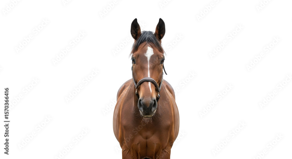 Obraz premium Brown horse portrait isolated PNG with Transparent Background