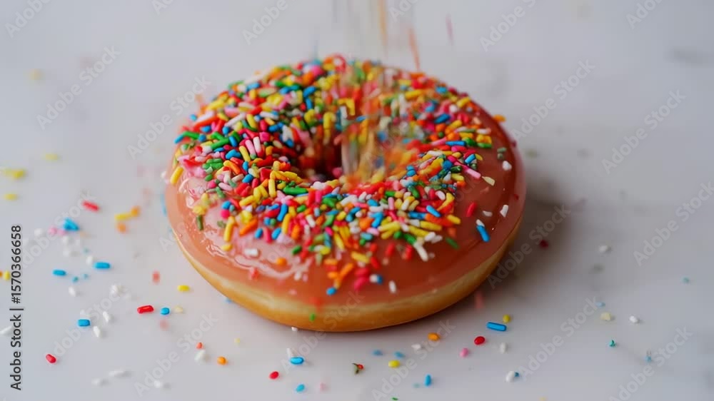 Single reddish pink glazed donut Single reddish pink glazed donut
