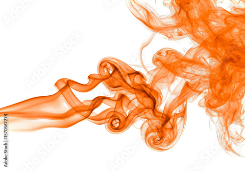 Orange Smoke Wisp Transparent Background Isolated Abstract Effect Design