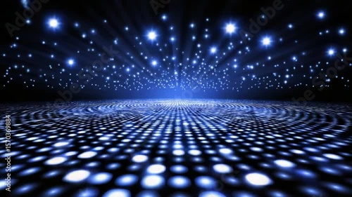 Abstract Blue Glowing Dots Pattern Dark Background