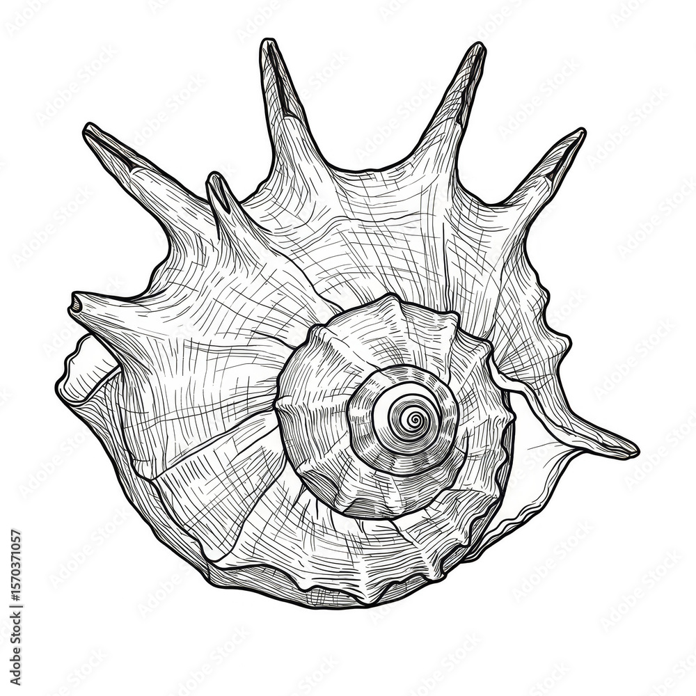 Fototapeta premium Seashell Shell Sea Creature Isolated Background Graphic Illustration