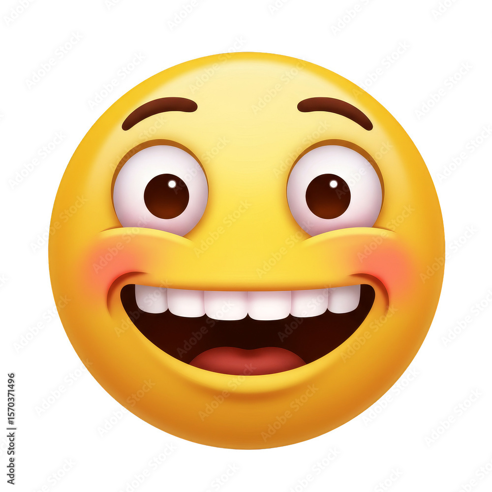 Fototapeta premium Smiling Yellow Emoji Face Illustration Happy Expression Isolated