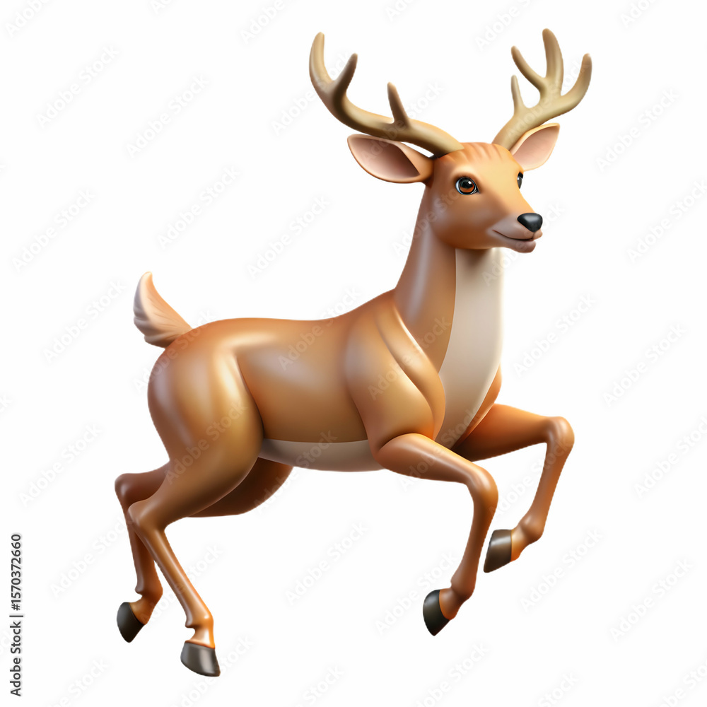 Fototapeta premium Cartoon deer in running pose isolated on transparent background