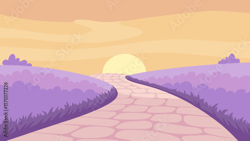 Sun-kissed desert landscape with towering dunes and majestic mountains at sunrise