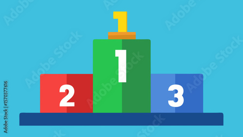Winners podium with winner on pedestal, a 3D illustration symbolizing success in sport and business competitions for first, second, and third place awards