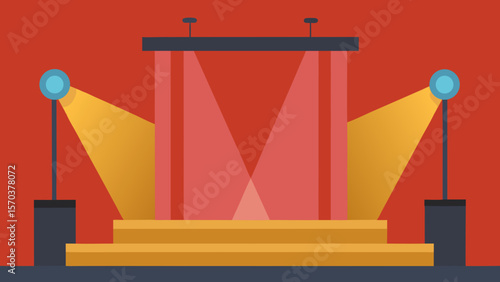 Red carpet podium with rope for business success 3D icon design