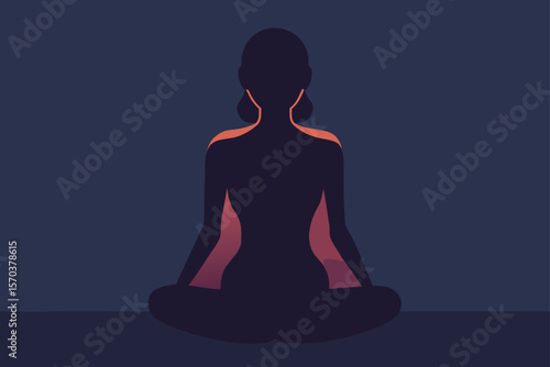 silhouette of a woman meditating