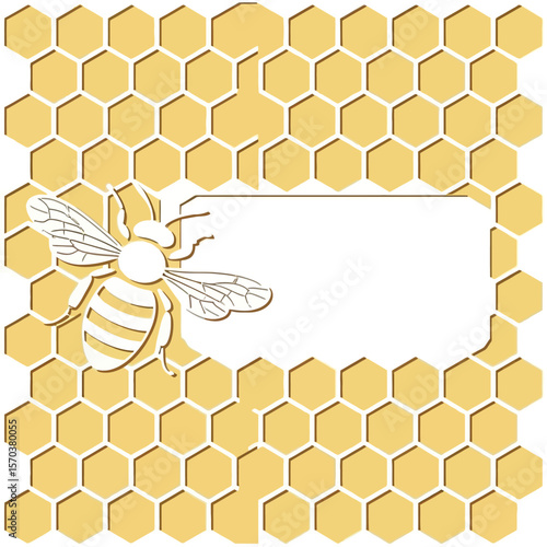 Bee honeycomb frame illustration hexagon yellow