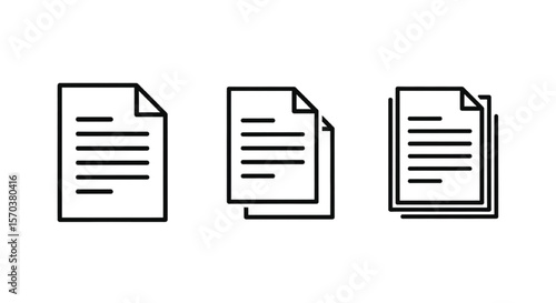 Document icons representing multiple files and information management systems for business operations