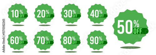 10% off 20% off 30% off 40% off 50% off 60% off 70% off 80% off 90% off ten twenty thirty forty fifty sixty seventy eighty ninety percent off, retail discount, promotion, sale, percentage, set.