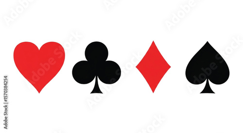 Iconic Symbols of Playing Cards Hearts Clubs Diamonds Spades Representing a Game of Chance