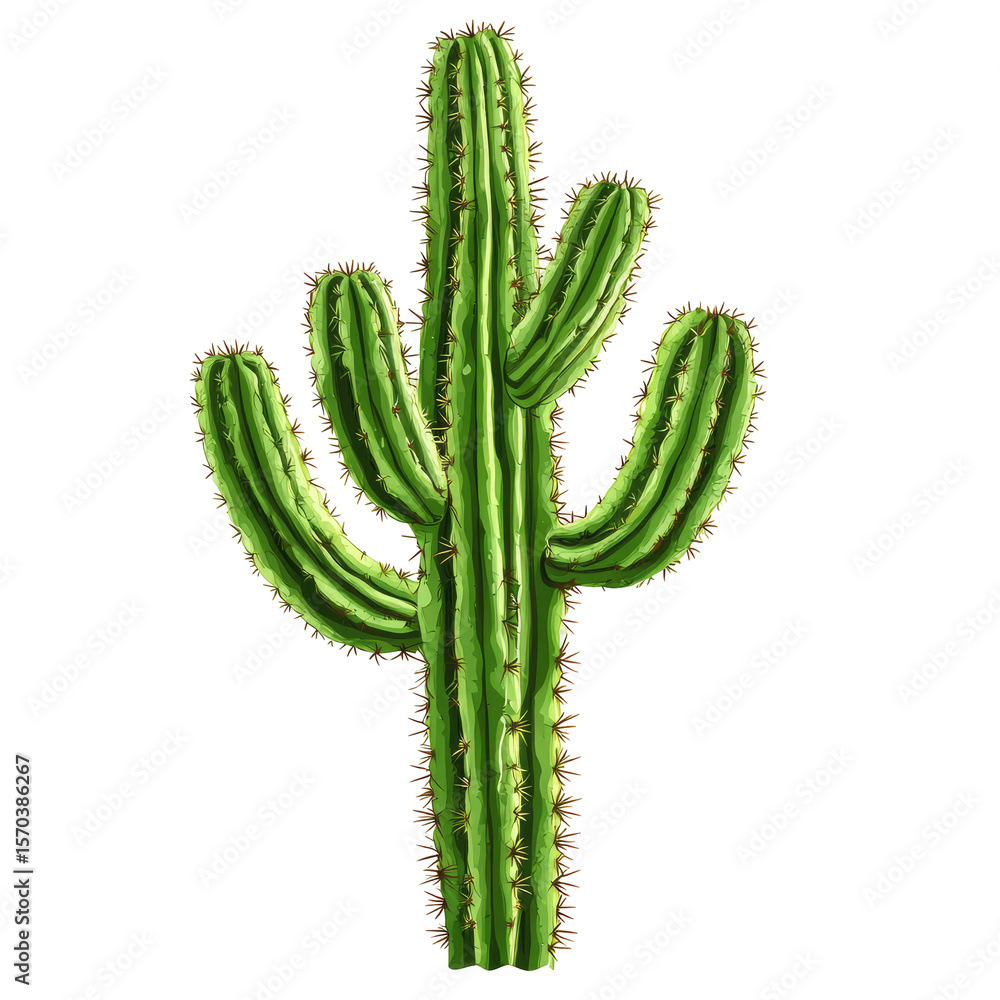 Vibrant, stylized saguaro cactus Vibrant, stylized saguaro cactus