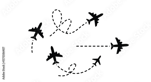 Conceptual Art Depicting Global Travel Routes and Aeroplane Journeys Around the World