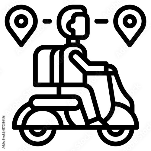 tour rider outline icon and illustration
