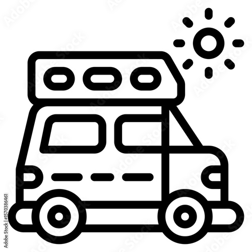 campervan adventure sunny outline icon and illustration