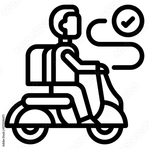 tour rider adventure outline icon and illustration
