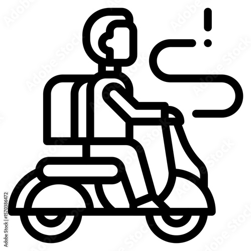 tour rider adventure motorbike outline icon and illustration
