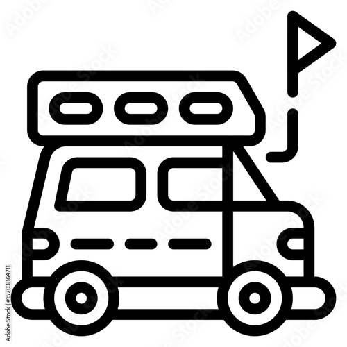 transport campervan outline icon and illustration