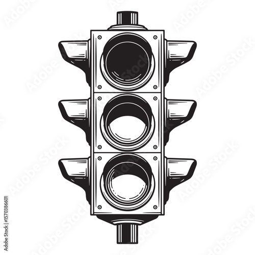 Classic black and white traffic signal icon depicting road safety and regulations