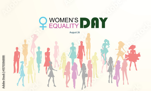 Women Equality Day Banner with Symbolic Balance and silhuoettes